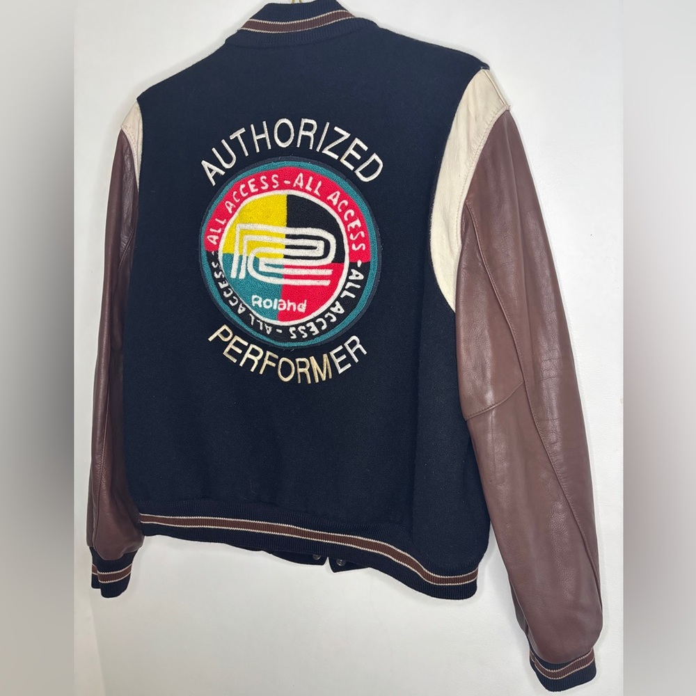 Vintage 80s 90s Roland Authorized Performer Varsity
Jacket Lined Leather Rare XL